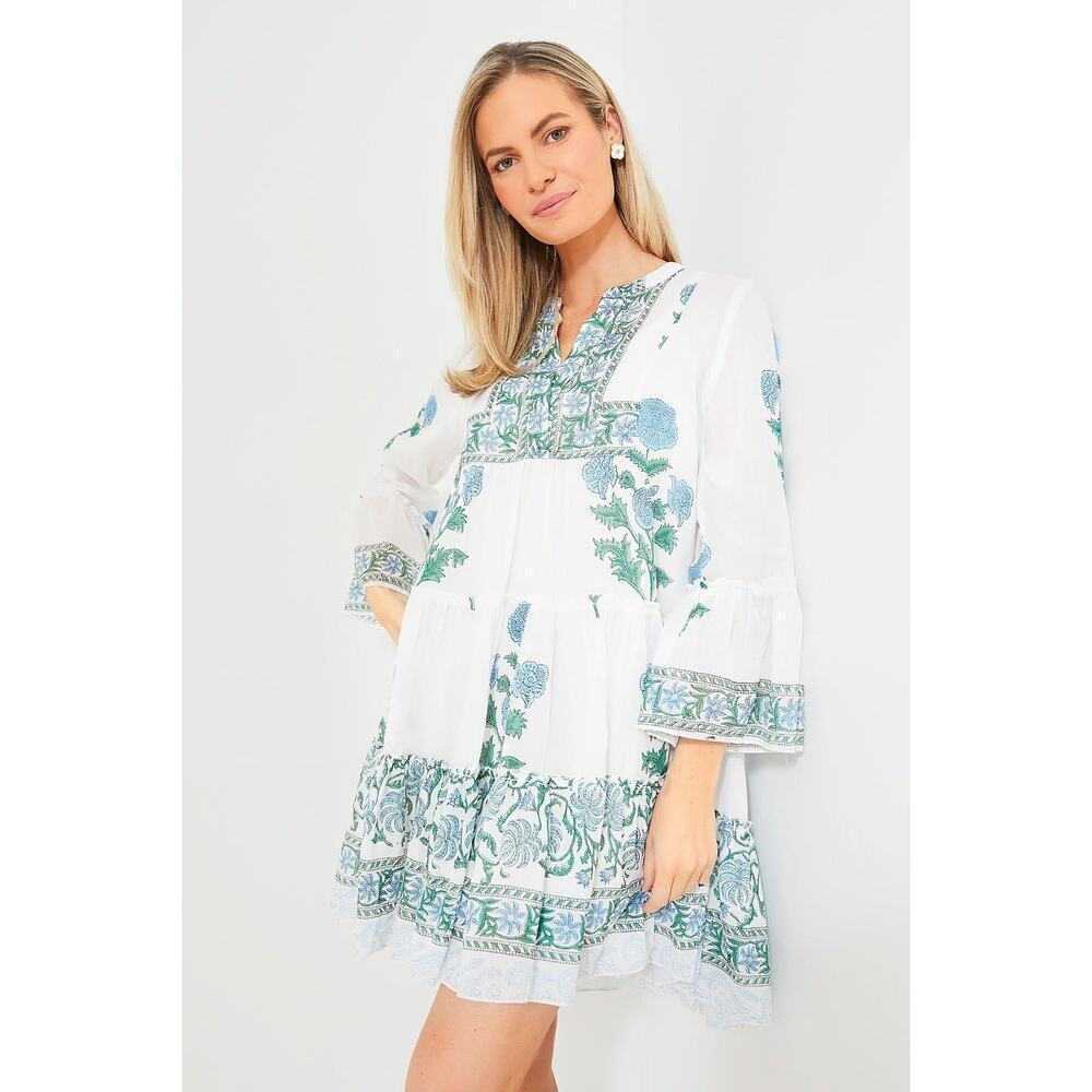 JULIET DUNN Exclusive White Poppy Flared Sleeve Dress Size 1 NWT Retail $295